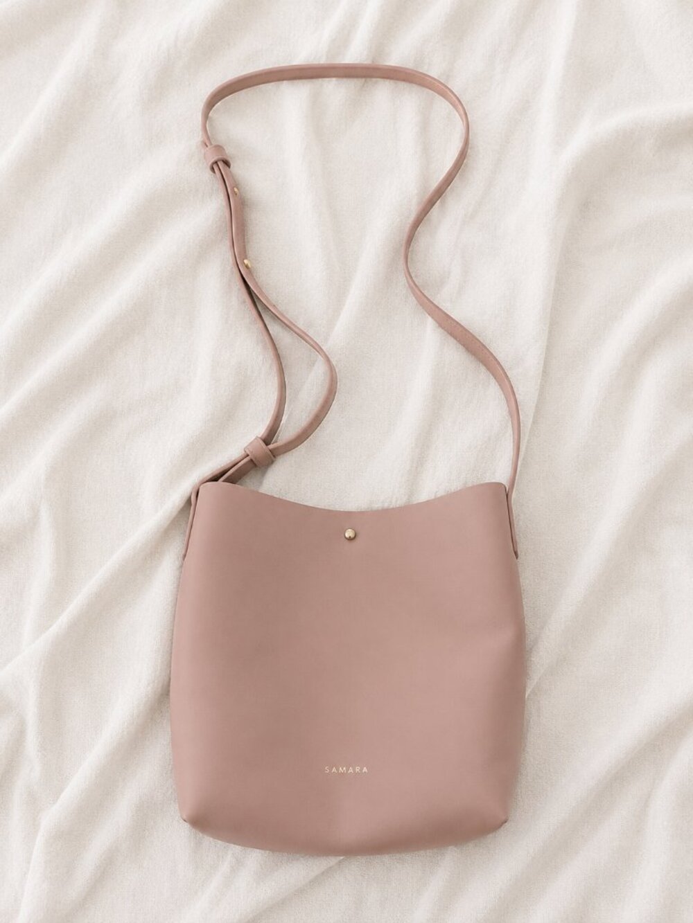 SAMARA Vegan Leather Crossbody Bag | Blush Pink | Minimalist Bucket Bag
